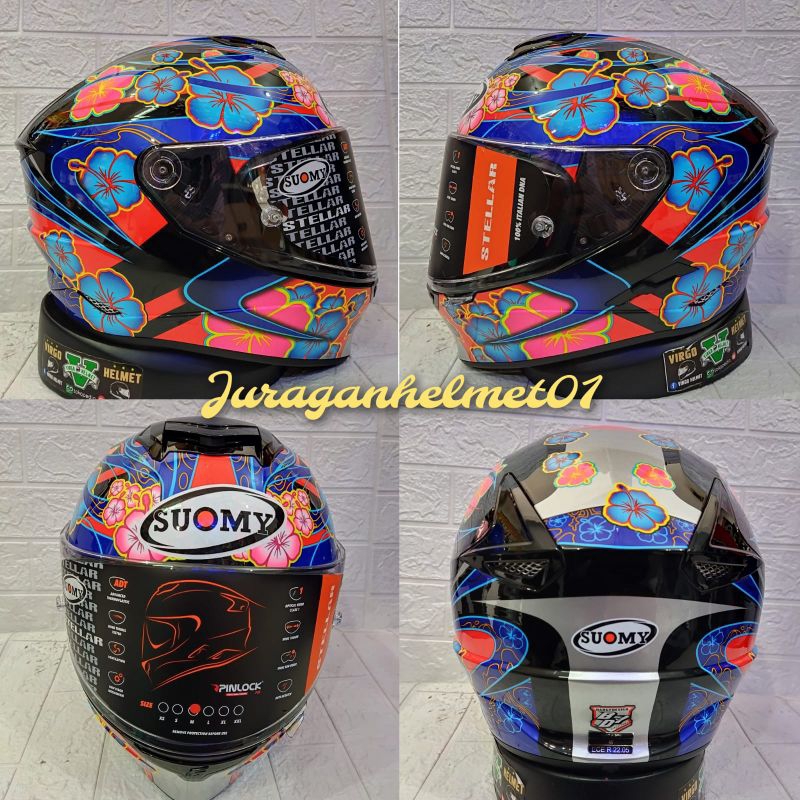 HELM SUOMY STELLAR FLOWER BLACK BASE|SUOMY STELLAR MOTIF