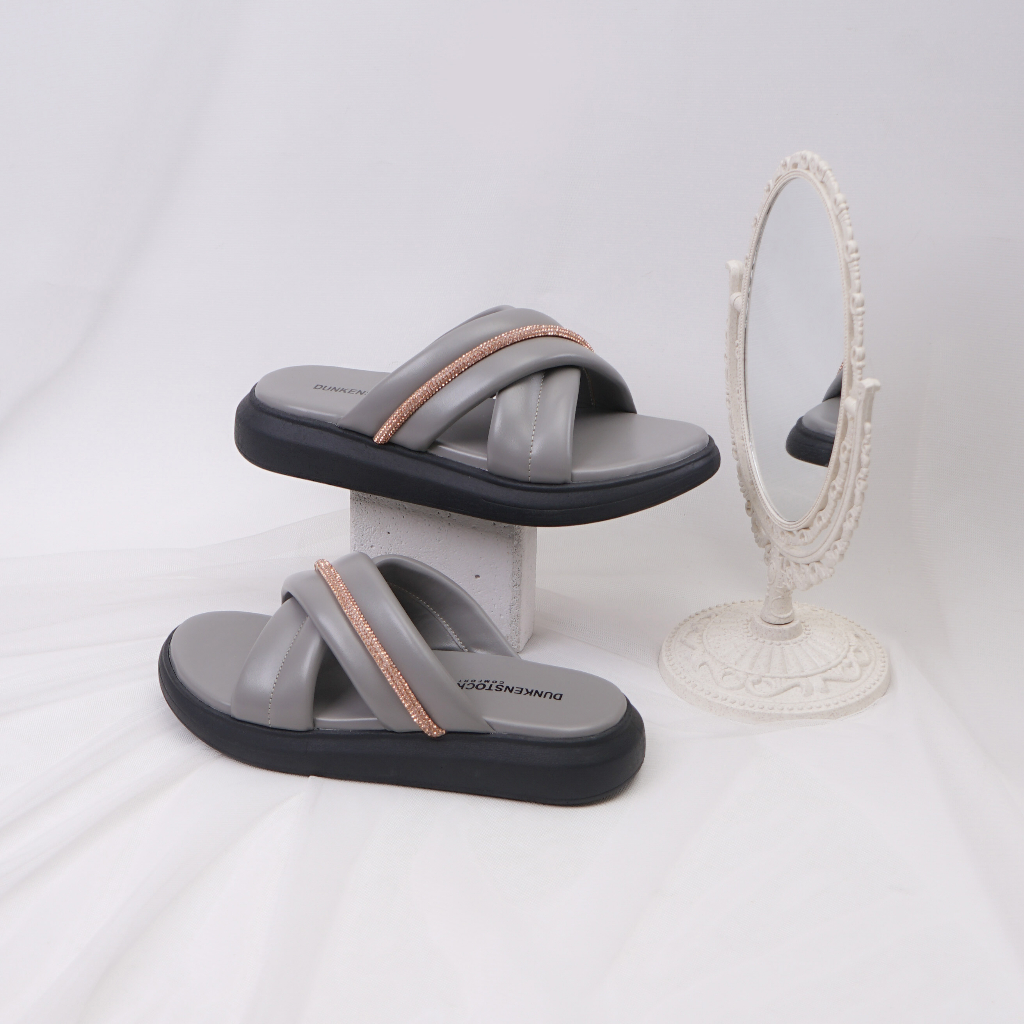 Adarastore - Dunkenstock MONIC Sandal Slop Wanita Model Tali Silang Sendal Casual Cewek