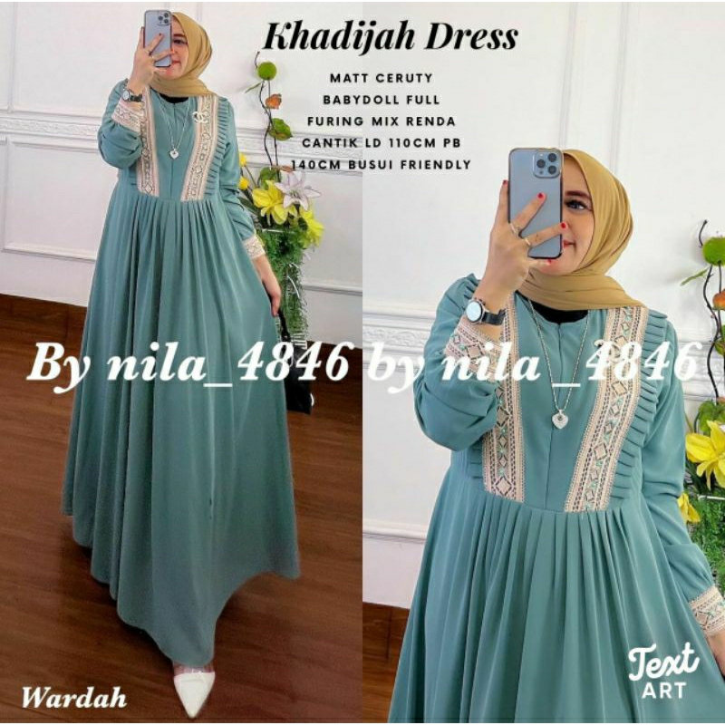 Khadijah Dress Gamis Wanita Dewasa Remaja Ceruty Babydoll Kekinian Terbaru Label Madani