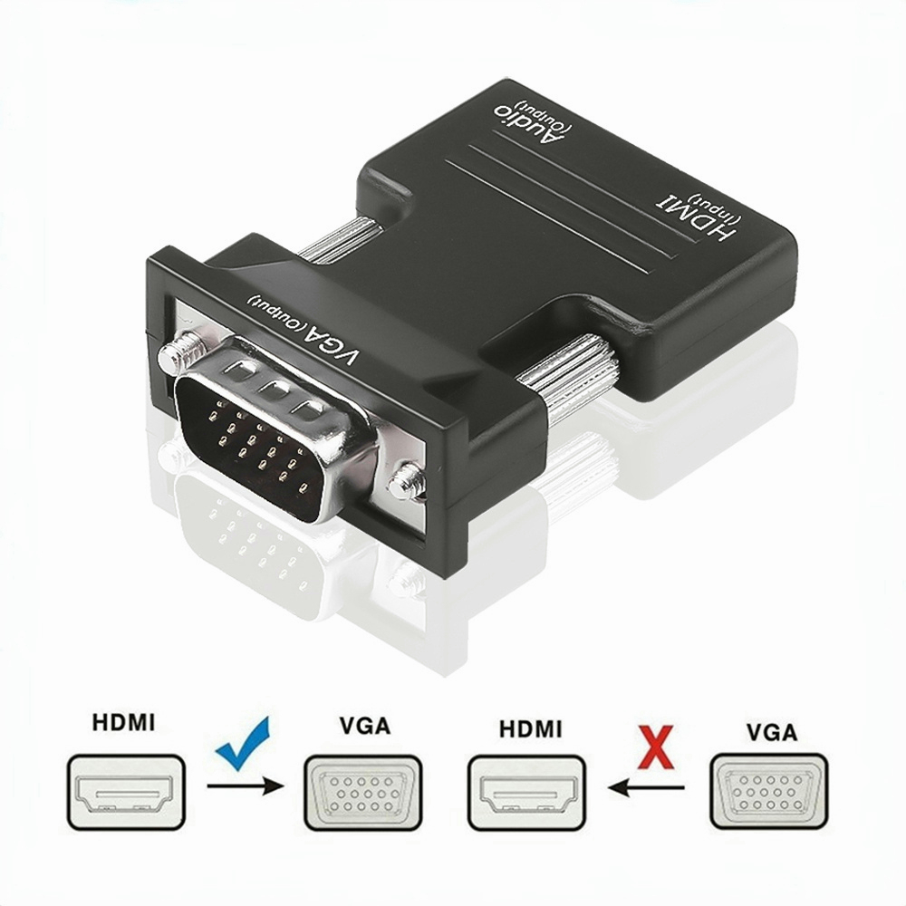 YUN Mall  Adapter Konverter HDMI Female to VGA Male Kabel Converter Mengubah Colokan Transfer Video dan Suara 1080P Audio Port Plug and Play