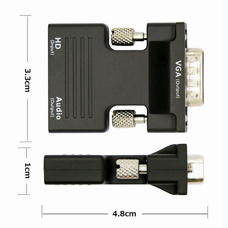 YUN Mall  Adapter Konverter HDMI Female to VGA Male Kabel Converter Mengubah Colokan Transfer Video dan Suara 1080P Audio Port Plug and Play