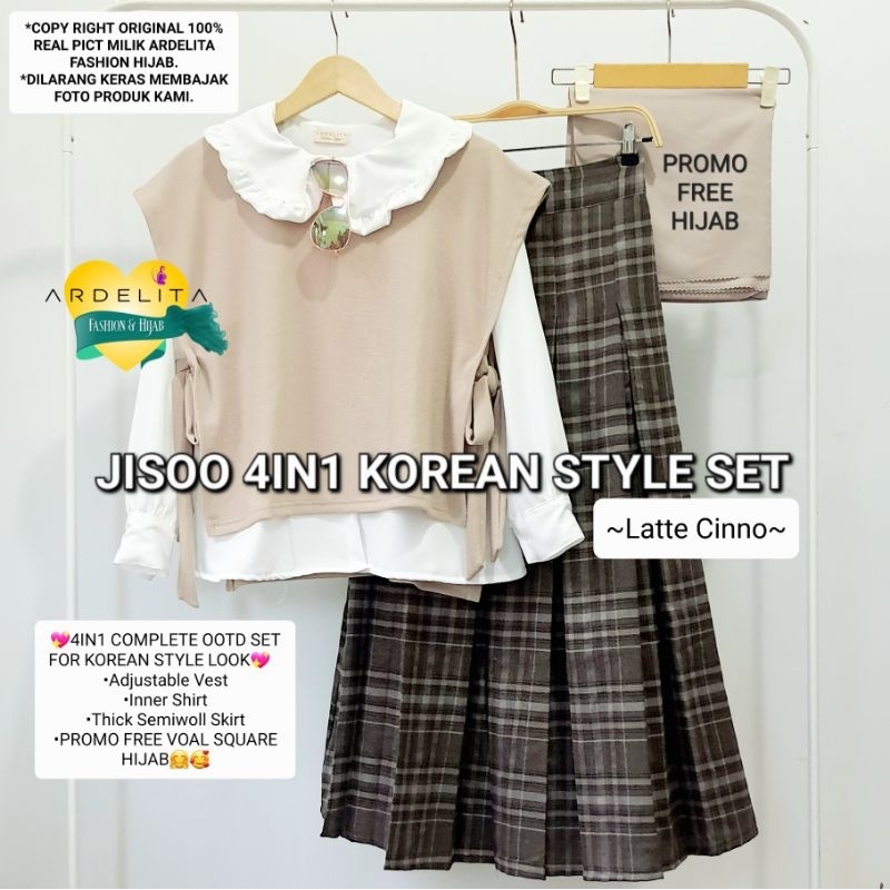 PROMO FREE HIJAB!❤ JISOO 4IN1 KOREAN STYLE OOTD FULL SET BAJU LEBARAN 2023 WANITA REMAJA HEMAT LENGKAP PREMIUM HARGA MURAH BERKUALITAS BY ARDELITA FASHION HIJAB PUSAT OOTD SETELAN PRAKTIS SIAP PAKAI BAJU FREE ONGKIR BAJU WANITA TERBARU ORIGINAL BISA COD