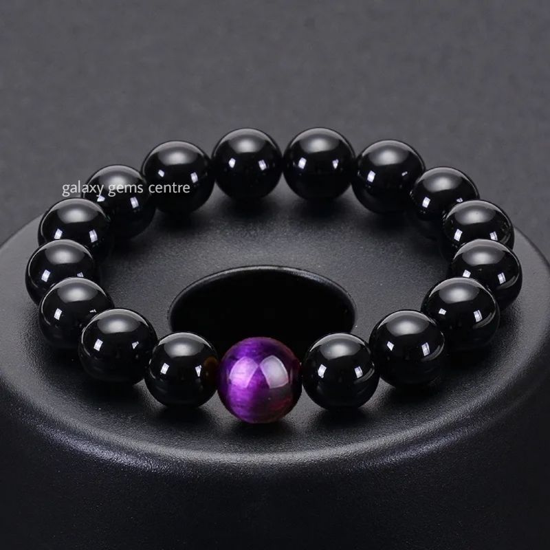 GELANG BATU BLACK ONYX MATA HATIMAU UNGU ORIGINAL