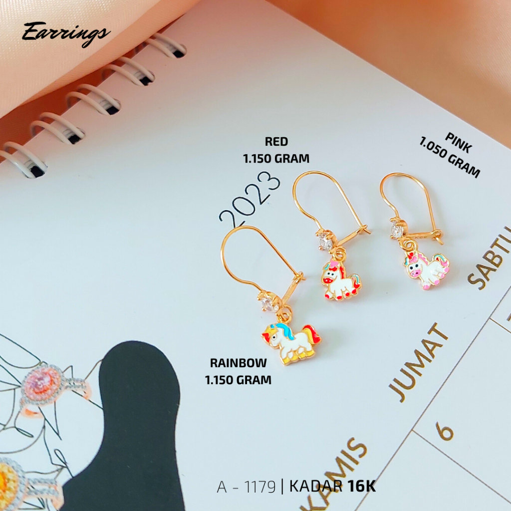 ANTING ANAK UNICORN EMAS ASLI KADAR 16K/700