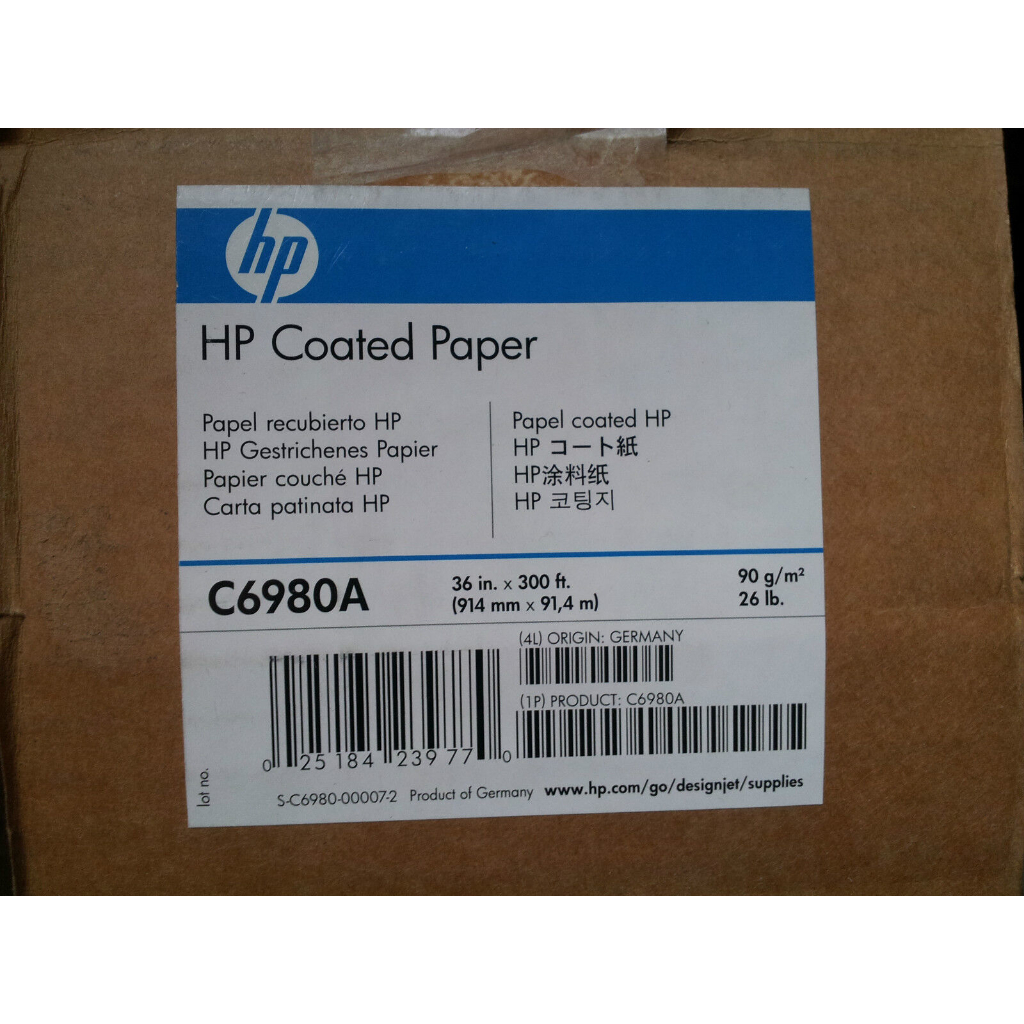 

HP Coated Paper C6980A 114microns(4.5mil) 90g/m2(24lbs) 914mm x 91,4m
