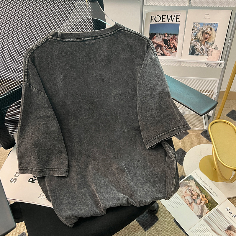 T shirt Hitam washed baju wanita kaos oversize atasan wanita t-shirt pria lengan pendek kaos pakaian