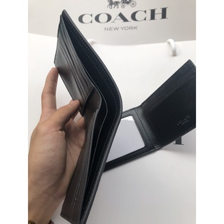 [Instant/Same Day] 64118   coach Men Short Wallet Melipat dompet  qianbao