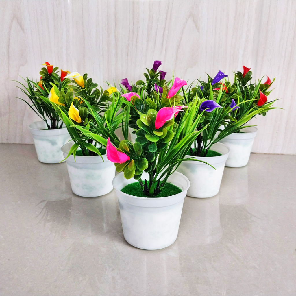 Satu7an PBP19 BUNGA TULIP PLASTIK PALSU POT BUNGA TANAMAN HIAS DECORATION FLOWER TULIPS ARTIFICIAL