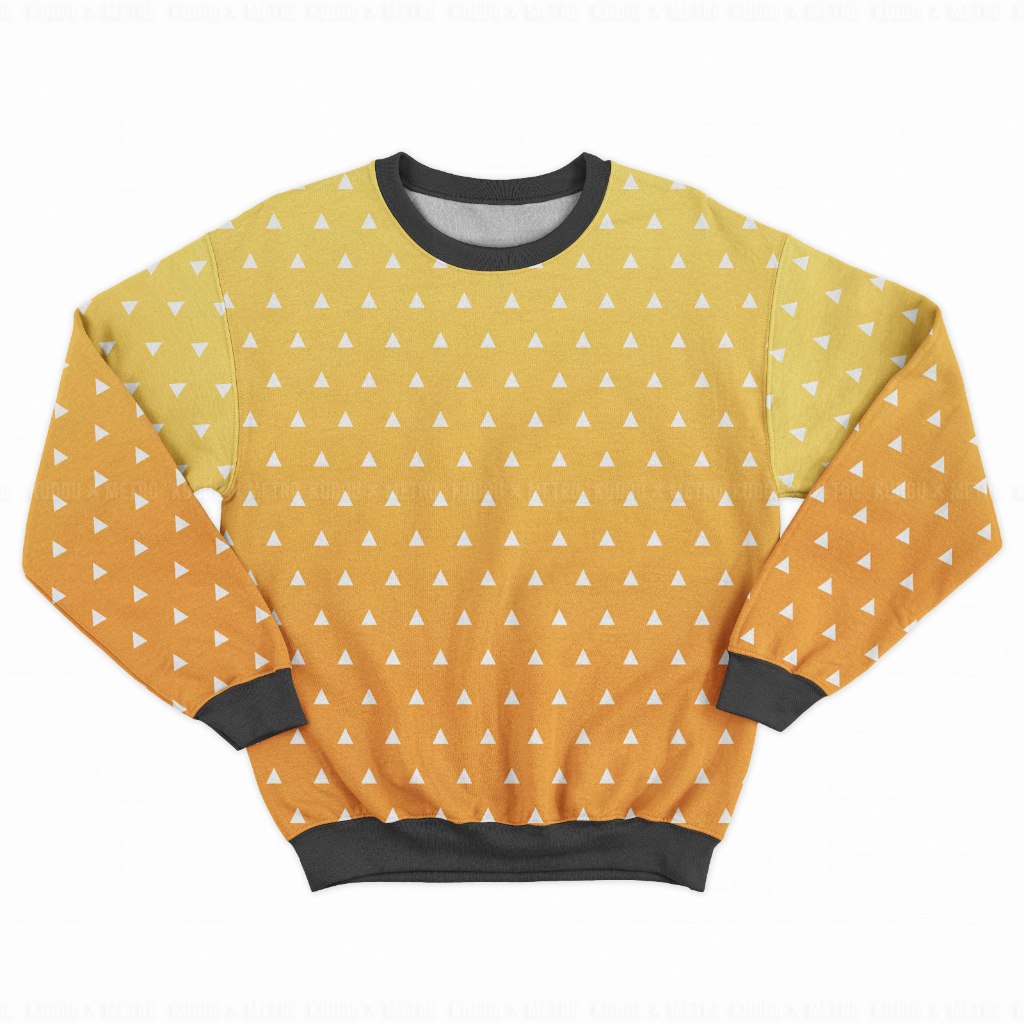 Sweater Crewneck Zenitsu Fullprint Anime Manga Demon Slayer  Kimetsu No Yaiba Premium Unisex