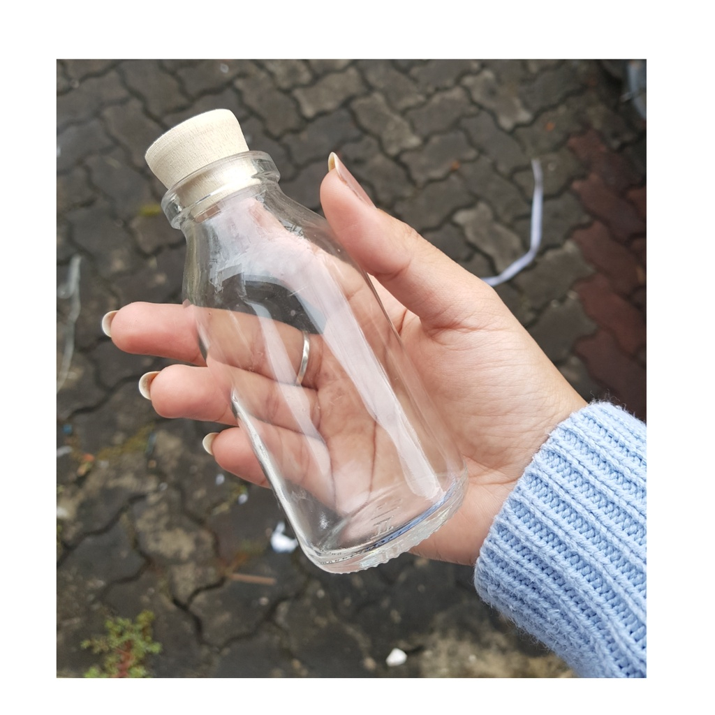 / 10 pcs  BOTOL KACA 100 ML + TUTUP KAYU /  BOTOL HIASAN / SOUVENIR BOTOL SOUVENIR KACA + TUTUP KAYU