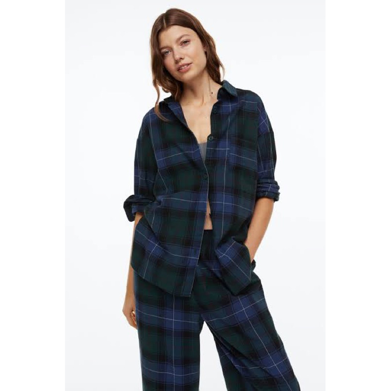 Hm Checked Flanel Plaid Pajamas Set