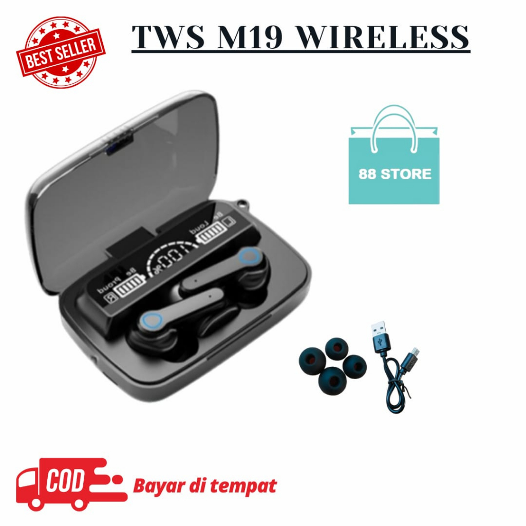 Headset bluetooth M19 TWS Wireless Earphone Bluetooth 5.1 In Ear