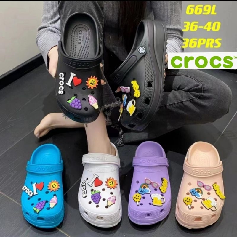 Crocs Classic Hiker clog by fashion jibitz / Sandal wanita Crocs Fashion jibbitz Hiker