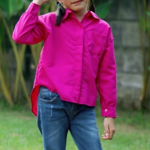 GFS KEMEJA ANAK PEREMPUAN / KEMEJA ANAK POCKET POLOS