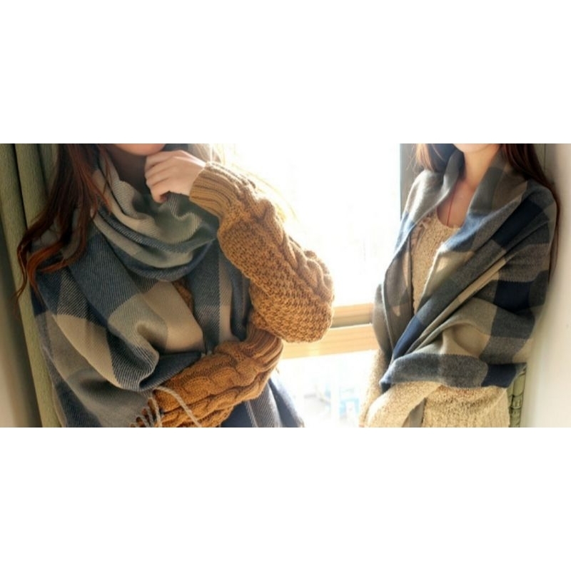 Syal Korea Scarf Wool Cashmere Immitation Fashion Winter Autumn Musim