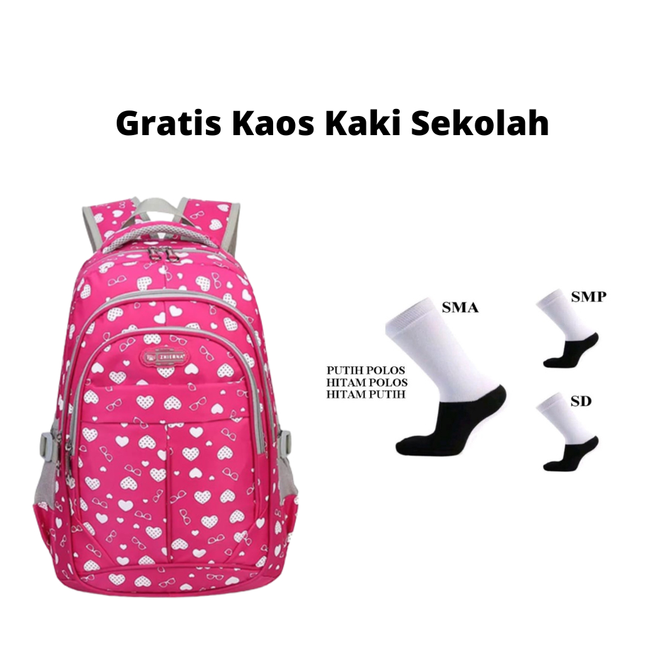 COD tas sekolah anak perempuan tas anak sd smp sma tas ransel anak lov lov geratis kaos kaki