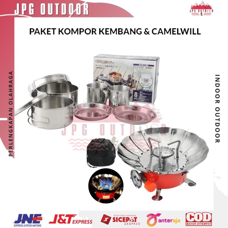 Paket Cooking Set Kompor Camping Outdoor Portable Alat Masak Camping