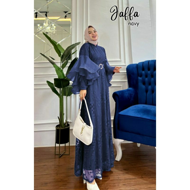 Jaffa Maxy, GAMIS LEBARAN CANTIK MODIS FIT XXL LD 110 BAHAN BROCADE MALIKA IMPORT FURING MIX ORGANZA ZIPPER BUSUI TERMURAH TERLARIS OOTD