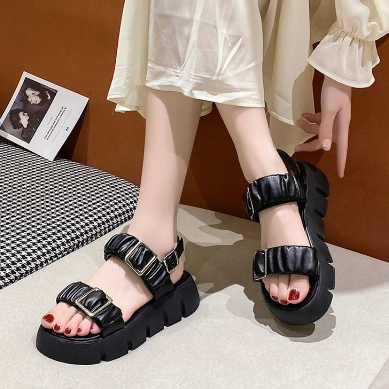 【FREE BOX IMPORT】VF1292 - Sandal Tali Wedges Fashion Wanita Import