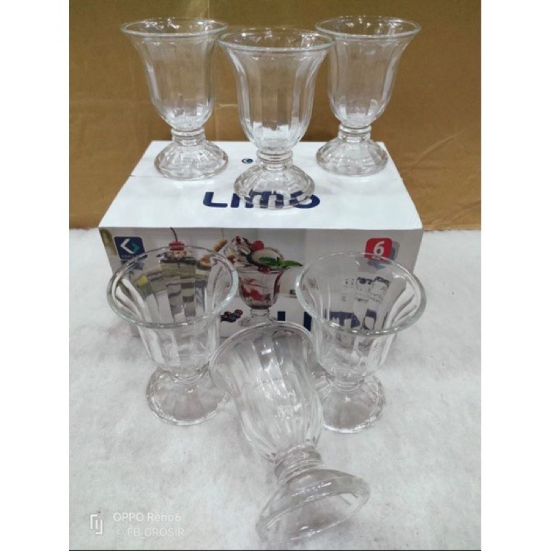 6 Gelas Ice Cream Sundae Limo Kimglass Gelas Kaca Kado THR Souvenir Lebaran Hampers Lebaran Parcel I