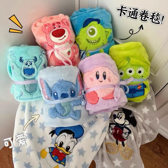 SELIMUT ANAK LOTSO KIRBY PINK SULLEY SULLIVAN MIKE STITCH DONALD DUCK MICKEY MOUSE ALIEN LITTLE GREEN MEN BLANKET