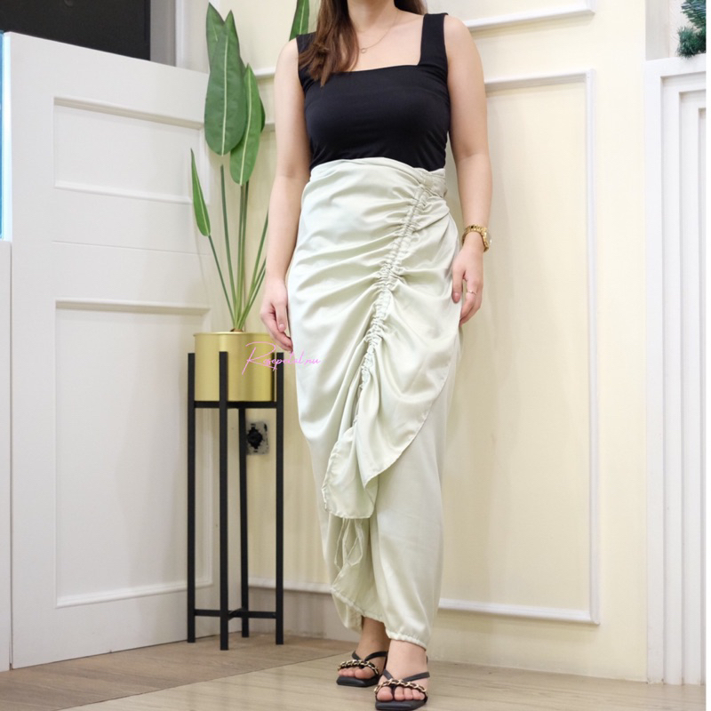 Rok Ruffle lilit / jaleela MAURA SKIRT /RUCHED SKIRT/ROK LILIT / WRAP SKIRT / ROK SATIN )