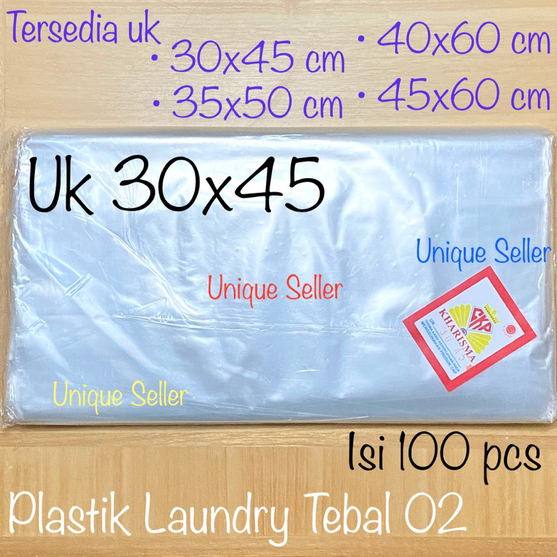 Plastik Laundry KHARISMA 30x45 Tebal 02 isi 100 pcs / Kantong Plastik PP Uk 30 x 45 x 02 / Plastik Opp Tipis 30x45x02 / Kantong Plastik Pembungkus Tipis Uk 30 / Kantong Plastik PP KHARISMA 30 x 45 x 02 / Kantong Plastik PP 30 x 45 Tebal 20 Mikron