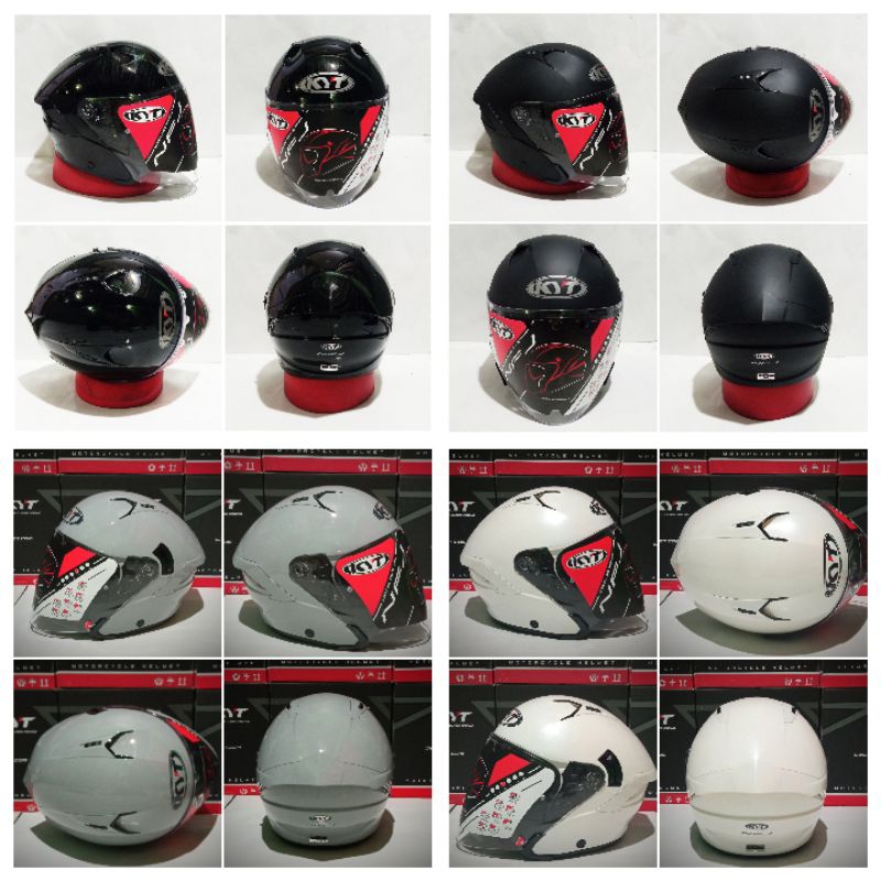 Helm KYT NFJ  black glossy black doff plain white