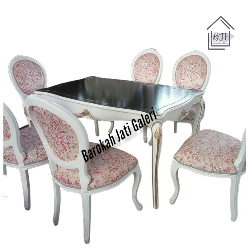 set meja makan 6 kursi cat duco kayu jati