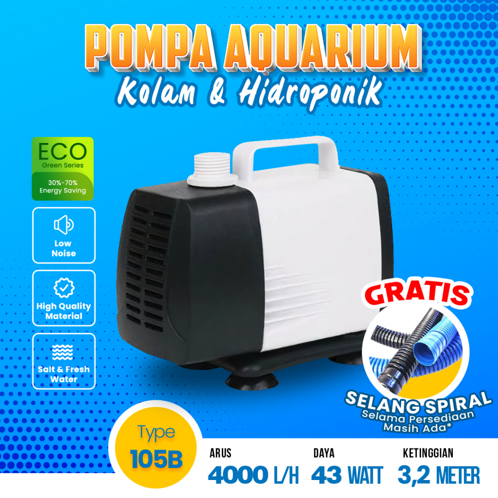 Pompa Aquarium Kolam Ikan Hias Koi Arwana Channa Hidroponik Low Watt