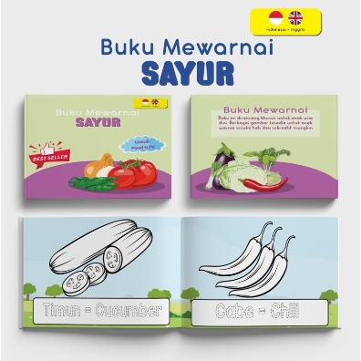 BUKU GAMBAR MEWARNAI ANAK PAUD TK SD MAINAN ANAK HEWAN SAYUR BUAH TRANSPORTASI FULLCOLOUR