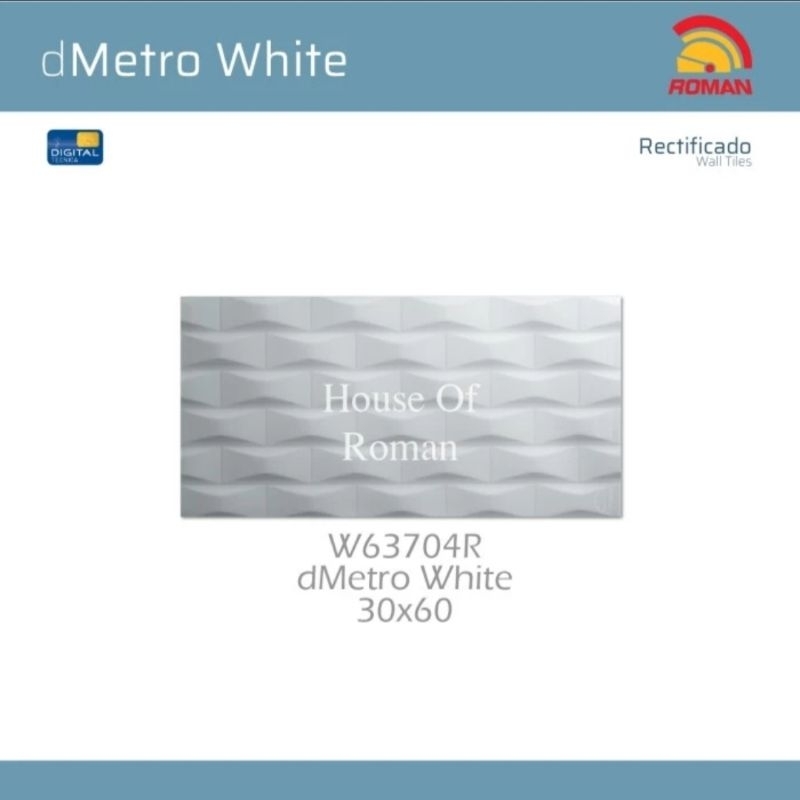 Roman Keramik 30x60 dMetro White (Gloss Mood) / Keramik Dinding Putih Kilap / Keramik Motif Subway /