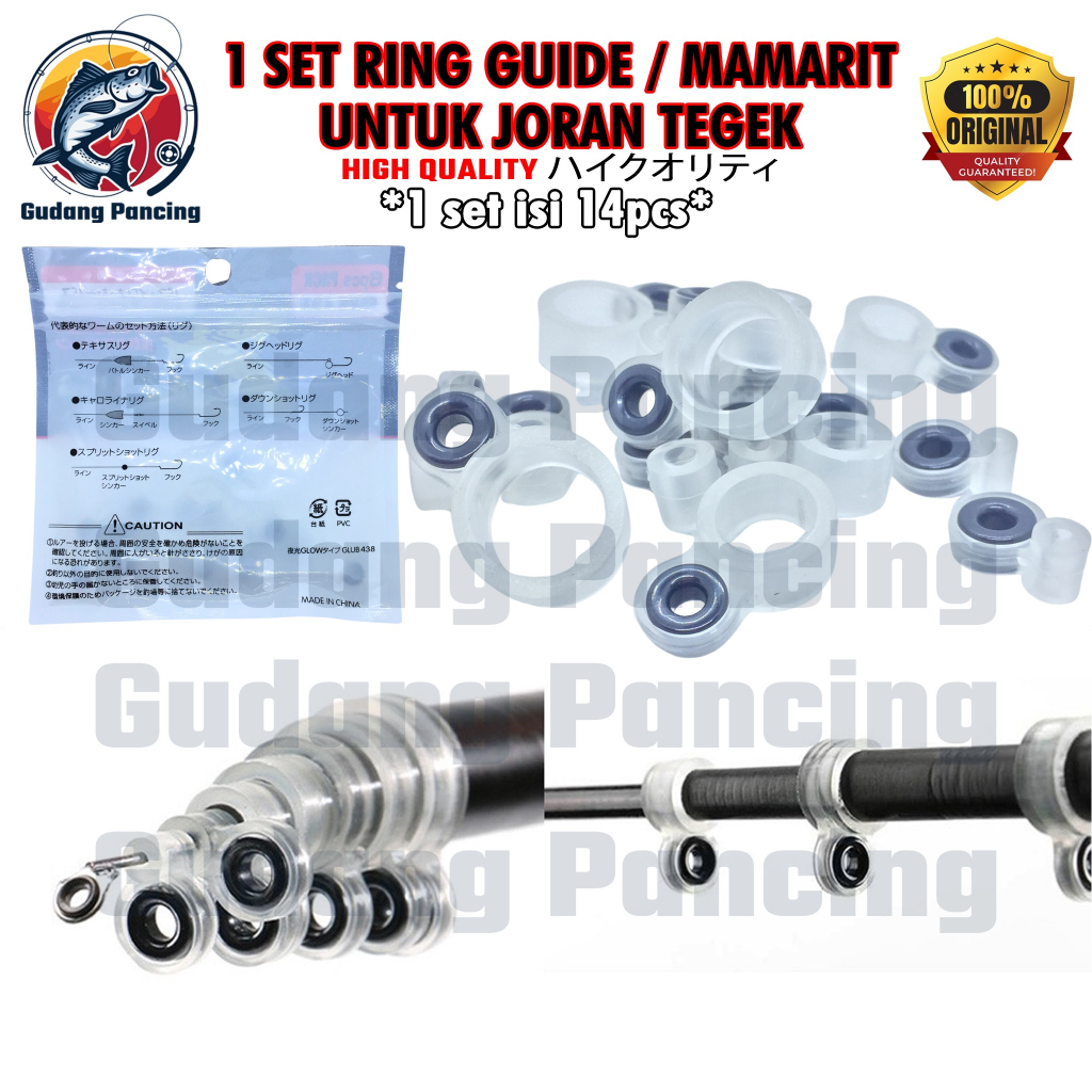 1 Set 14pcs Ring Guide Atau Mamarit Bahan Karet Silikon Keramik Untuk Joran Tegek Custom Ukuran 1 sampai 14 Menggunakan Material Dari Jepang Kualitas Terbaik