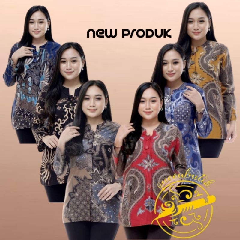 tey-17 Batik Wanita ASJ SA HRB026 Kenongo Kemeja Tosca Pendek queenbutik