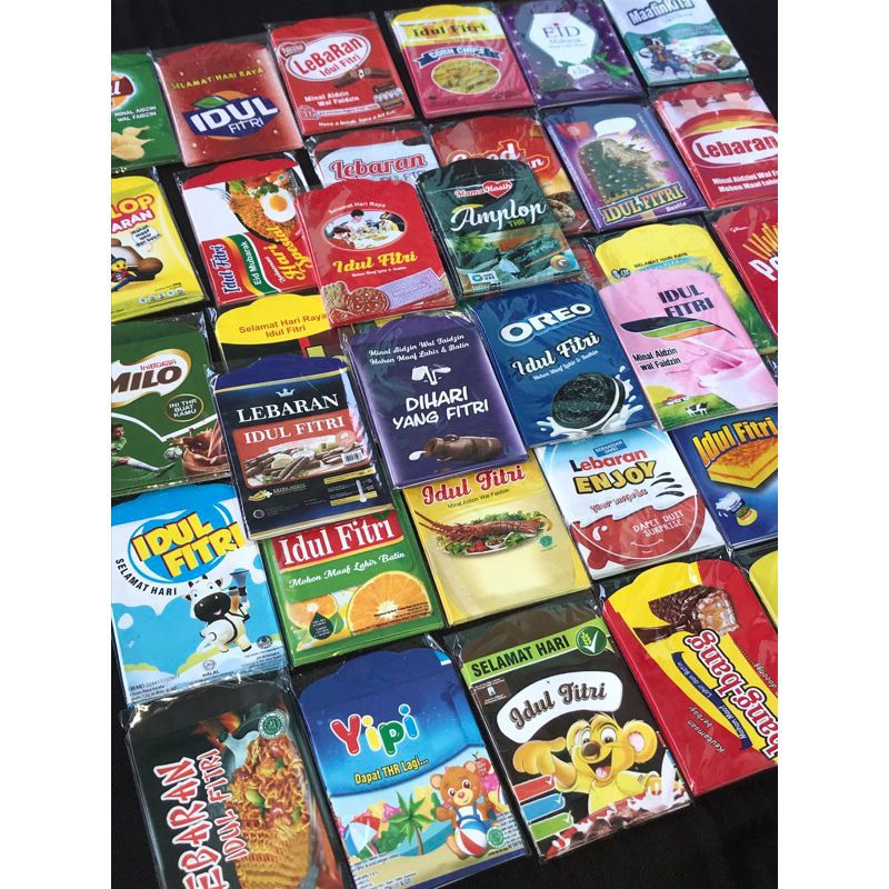 

10pcs AMPLOP LEBARAN UNIK MOTIF SNACK CEMILAN ANAK ANAK THR 2023