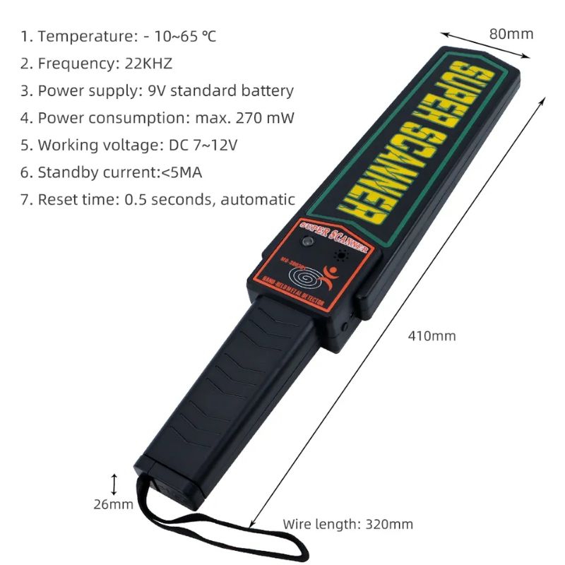 portable metal detector super scanner alat deteksi logam sajam check security sekuriti hotel bandara gedung tongkat pemindai keamanan satpam gp pointer bukan merk garret detektor logam metal body checker