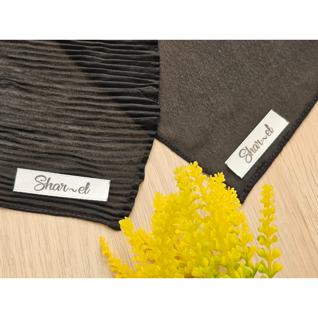 Hijab Hitam segi empat segiempat kerudung voal bella square pashmina plisket ceruti babydoll - MTH