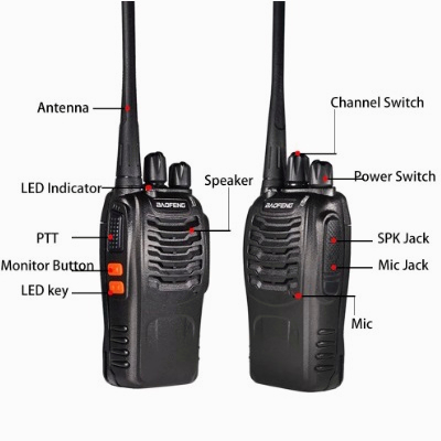 Walkie Talkie  888S Waterproof Portable Walky Talky Jarak Jauh 10km(Max) 2 Way Radio Walkie Talkies HT Handy Talky Radio Set With Charger / Headset Walkie Talkie BaoFeng 888S Waterproof Portable Walky Talky Jarak Jauh 10km(Max) 2 Way Radio Walkie T