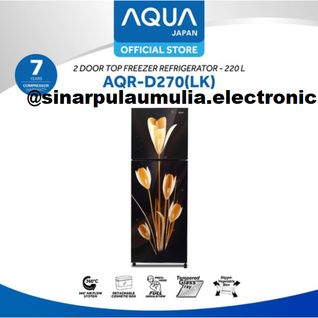 Aqua Kulkas 2 Pintu 220 Liter - AQR D270 LK / AQR D 270 LK / AQRD270LK / AQRD 270LK