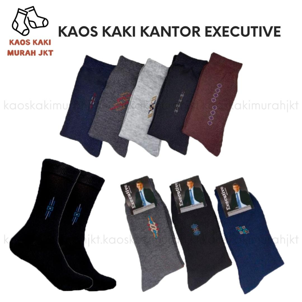 Kaos Kaki Kerja Casual Motif Pria Dewasa Panjang Sebetis Warna Hitam, Abu, Coklat dan Navy