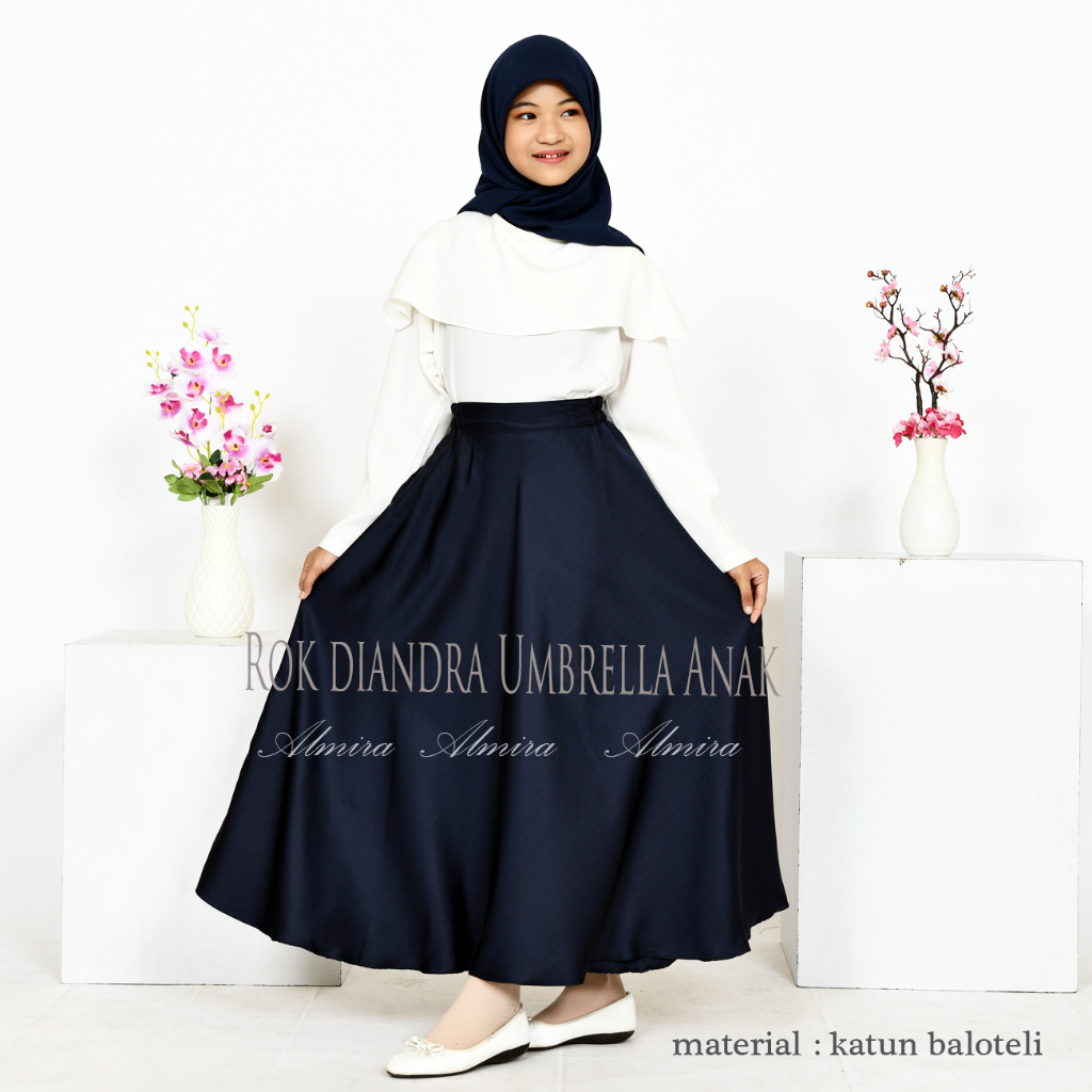 Rok Anak Perempuan Panjang Payung Lebar 7 9 10 12 tahun tanggung Diandra Umbrella Skirt Griyaraditya Almira