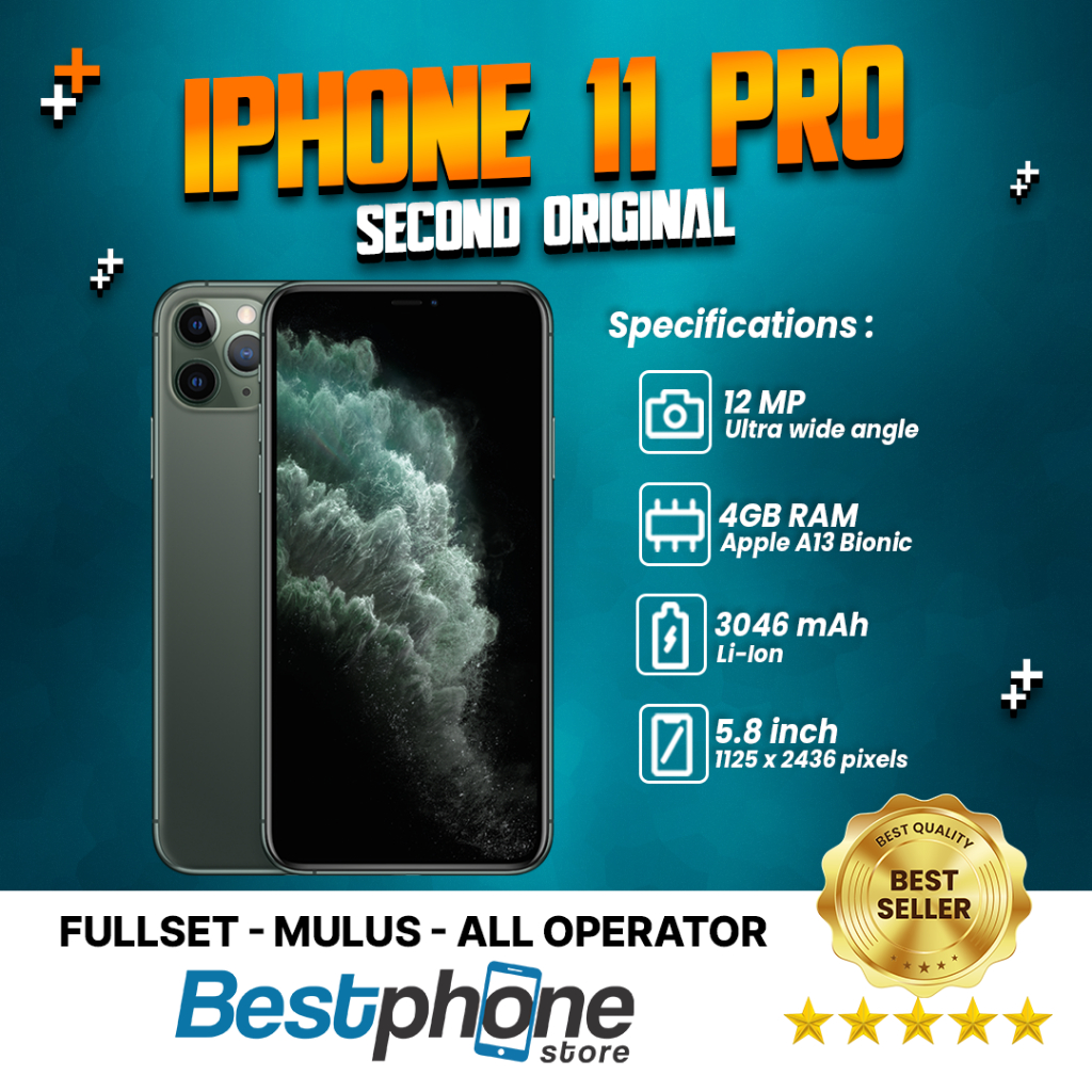 iPhone 11 Pro 256Gb-512Gb Silent Fullset Ori Ex Inter Second Like New Mulus 100% 3utools Hijau