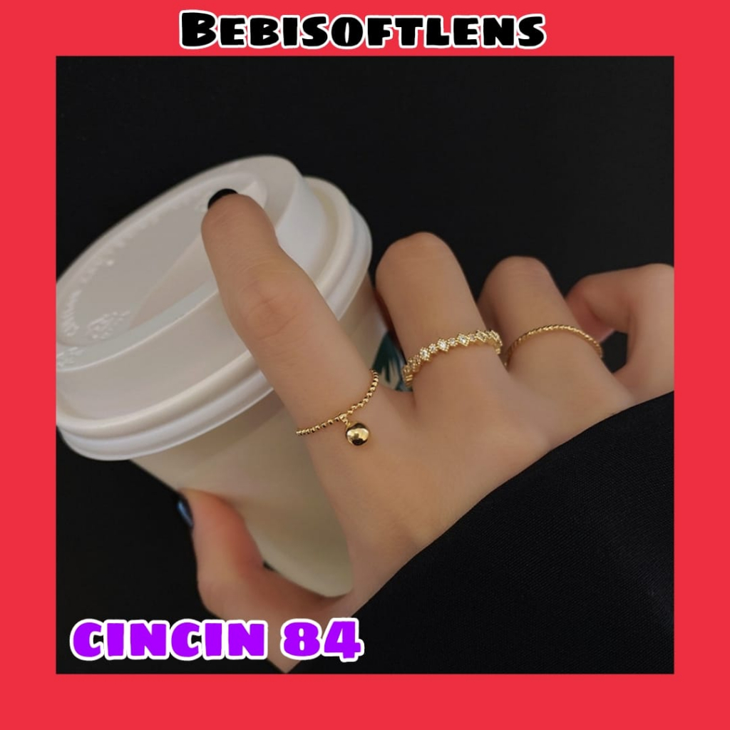 Cincin 84 ( 1 Set isi 3 Pcs) ,  Fashion wanita Cincin Unik Lucu Keren Elegant Minimalis / BB