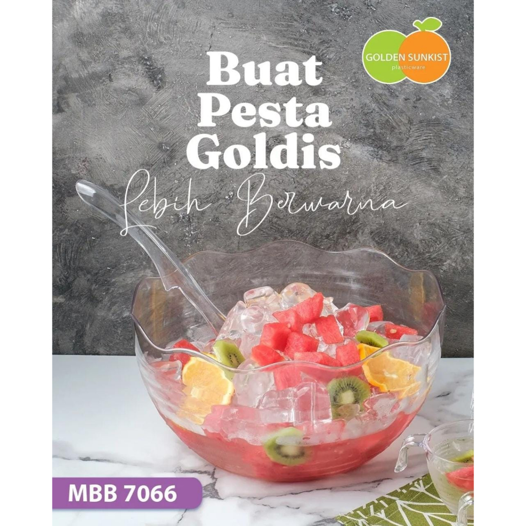 Mangkok Set Buah Natural 7066 | Tempat Es Buah + Gelas Bening Natural Golden Sunkist