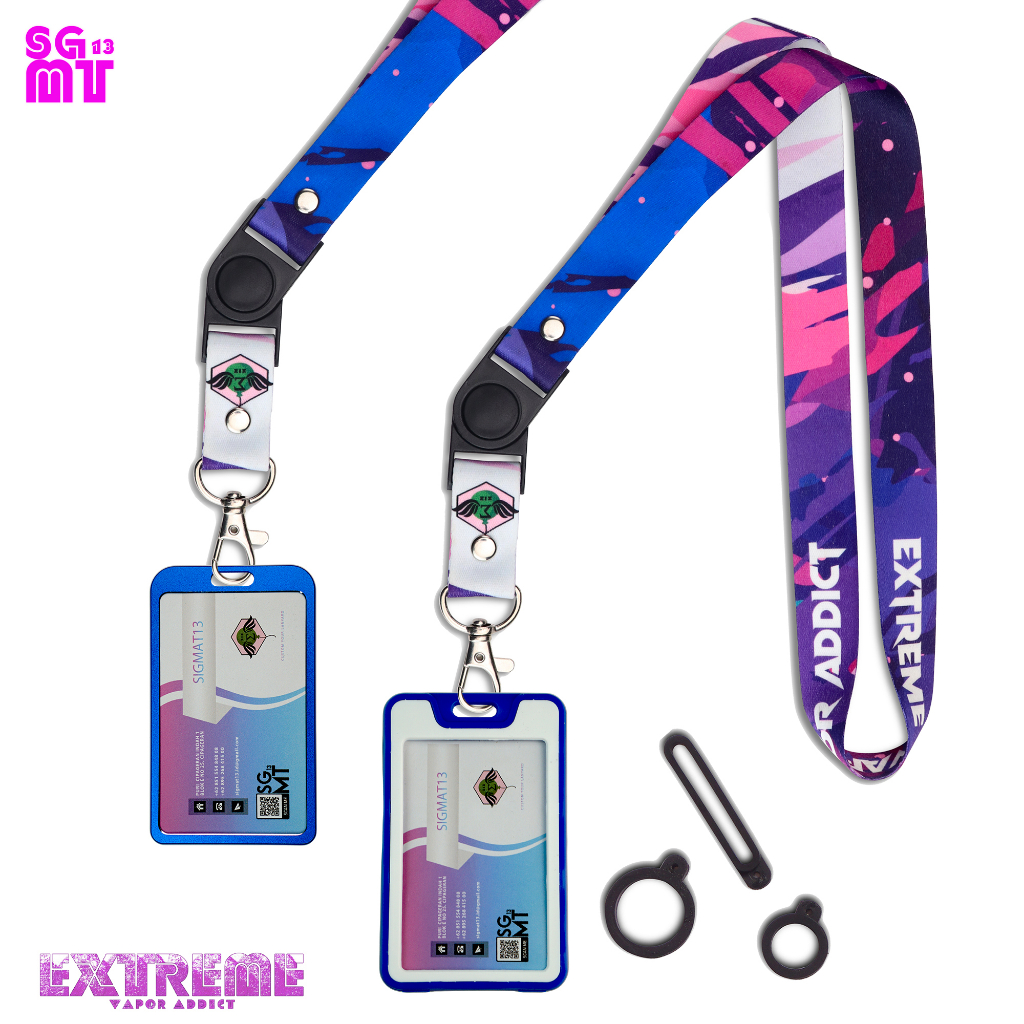 Lanyard ID Card Holder Name Tag HP Lanyard Full Printing FREE 3 Pcs Oring Extreme Ungu