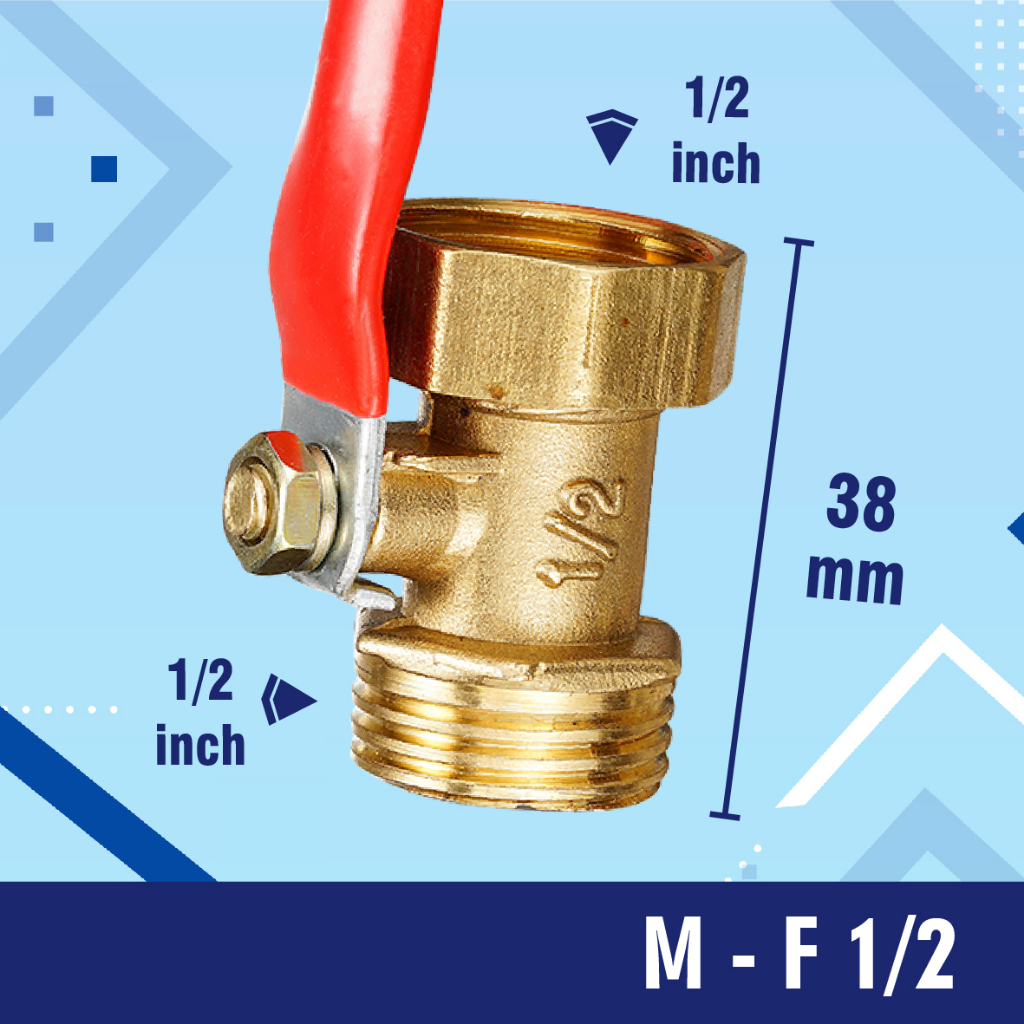 BALL VALVE / STOP KRAN / KERAN KUNINGAN male to female  M-F 1/4 1/2 3/8 1/8