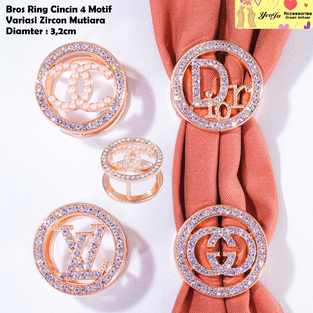 Bros / Ring / Cincin / Hijab / Syal / 4 Motif Variasi Zircon Mutiara