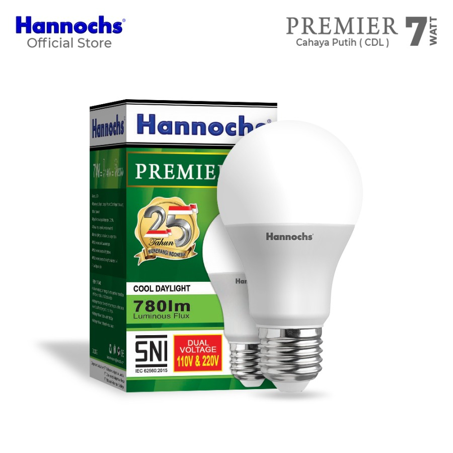 Lampu Bohlam Led 7 Watt Hannochs Premier Cahaya Putih