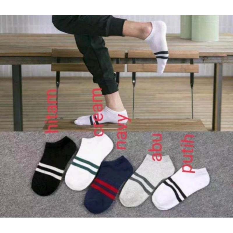 Kaos Kaki Garis Pria Wanita Motif Kotak Fashion Korea Kaos Kaki