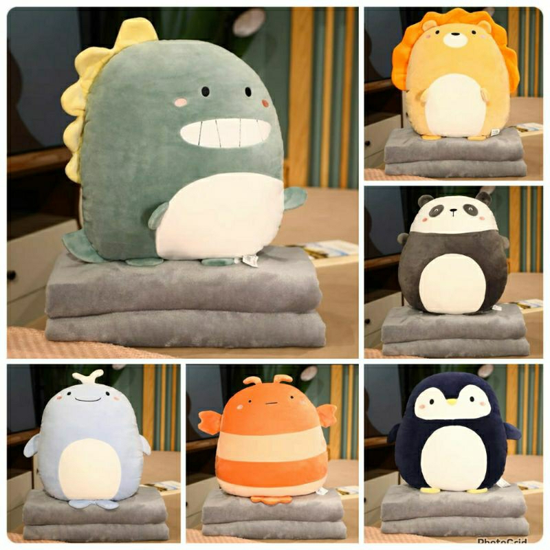 Balmut Selimut Blanket Boneka Paus Kepiting Penguin Dino Lion Lucu.